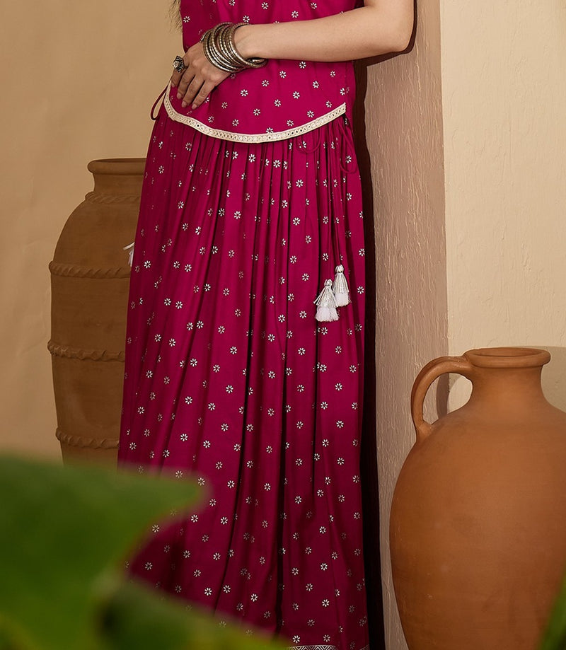 Stylum Women's Pink Ethnic Printed Rayon Skirt (SKPINKVOYLLA)