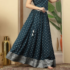 Stylum Women's Teal Ethnic Printed Rayon Skirt (SKTEALVOYLLA)