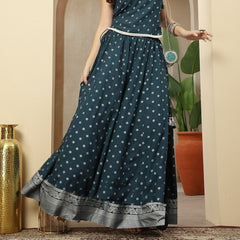 Stylum Women's Teal Ethnic Printed Rayon Skirt (SKTEALVOYLLA)