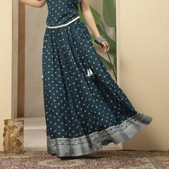 Stylum Women's Teal Ethnic Printed Rayon Skirt (SKTEALVOYLLA)