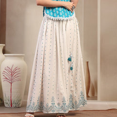 Stylum Women's White Ethnic Printed Rayon Skirt (SKWHITERUBAL)
