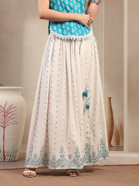 Stylum Women's White Ethnic Printed Rayon Skirt (SKWHITERUBAL)