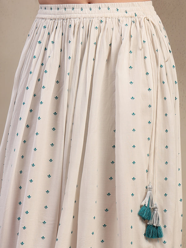 Stylum Women's White Ethnic Printed Rayon Skirt (SKWHITERUBAL)