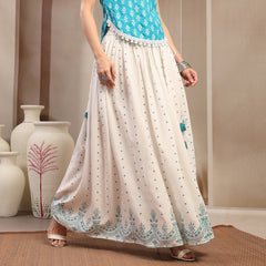 Stylum Women's White Ethnic Printed Rayon Skirt (SKWHITERUBAL)