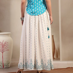 Stylum Women's White Ethnic Printed Rayon Skirt (SKWHITERUBAL)