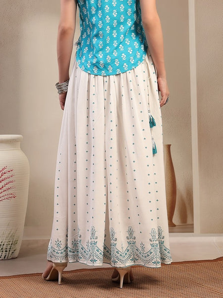 Stylum Women's White Ethnic Printed Rayon Skirt (SKWHITERUBAL)