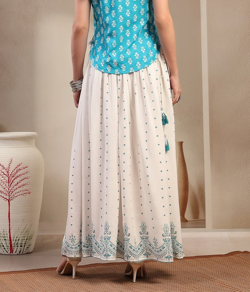 Stylum Women's White Ethnic Printed Rayon Skirt (SKWHITERUBAL)