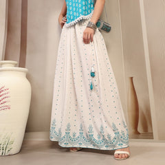 Stylum Women's White Ethnic Printed Rayon Skirt (SKWHITERUBAL)
