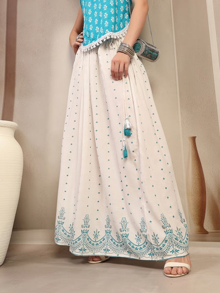 Stylum Women's White Ethnic Printed Rayon Skirt (SKWHITERUBAL)