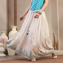 Stylum Women's White Ethnic Printed Rayon Skirt (SKWHITERUBAL)