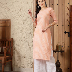 Stylum Women's Woven Design Cotton Blend Straight Kurta (SONIKA)