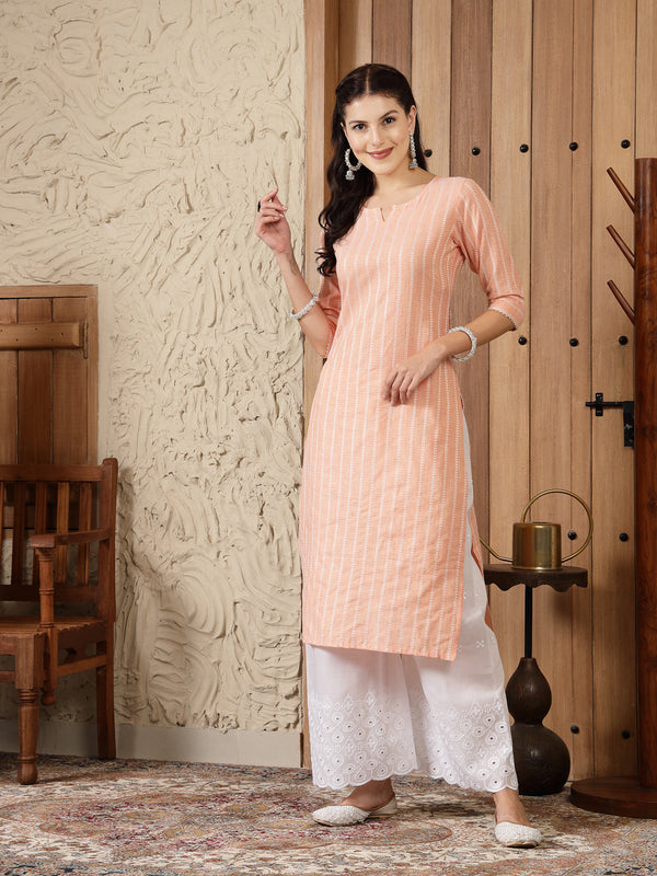 Stylum Women's Woven Design Cotton Blend Straight Kurta (SONIKA)
