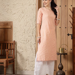 Stylum Women's Woven Design Cotton Blend Straight Kurta (SONIKA)