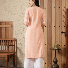 Stylum Women's Woven Design Cotton Blend Straight Kurta (SONIKA)