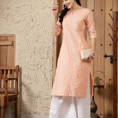 Stylum Women's Woven Design Cotton Blend Straight Kurta (SONIKA)