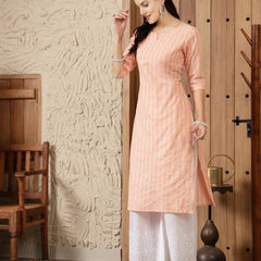 Stylum Women's Woven Design Cotton Blend Straight Kurta (SONIKA)
