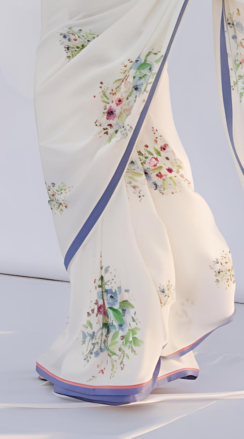 Stylum Women's White Weightless Digital Printed Polyester Saree (SRAALIYAWHITE)