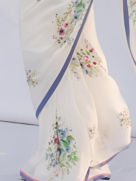 Stylum Women's White Weightless Digital Printed Polyester Saree (SRAALIYAWHITE)