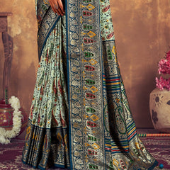 Stylum Women's Blue Paisley Printed Zari Border Dola Silk Saree (SREKTARABLUE)