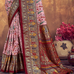 Stylum Women's Maroon Paisley Printed Zari Border Dola Silk Saree (SREKTARAMAROON)