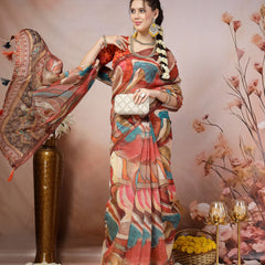 Stylum Women's Multi Abstract Foil Printed Cotton Blend Saree (SRFOLESTAMULTI)