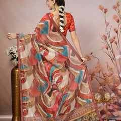 Stylum Women's Multi Abstract Foil Printed Cotton Blend Saree (SRFOLESTAMULTI)