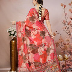 Stylum Women's Magenta Floral Foil Printed Cotton Blend Saree (SRFOLESTMAGENTA)