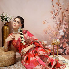 Stylum Women's Magenta Floral Foil Printed Cotton Blend Saree (SRFOLESTMAGENTA)