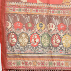 Stylum Women's Orange Floral Foil Printed Cotton Blend Saree (SRFOLESTORANGE)