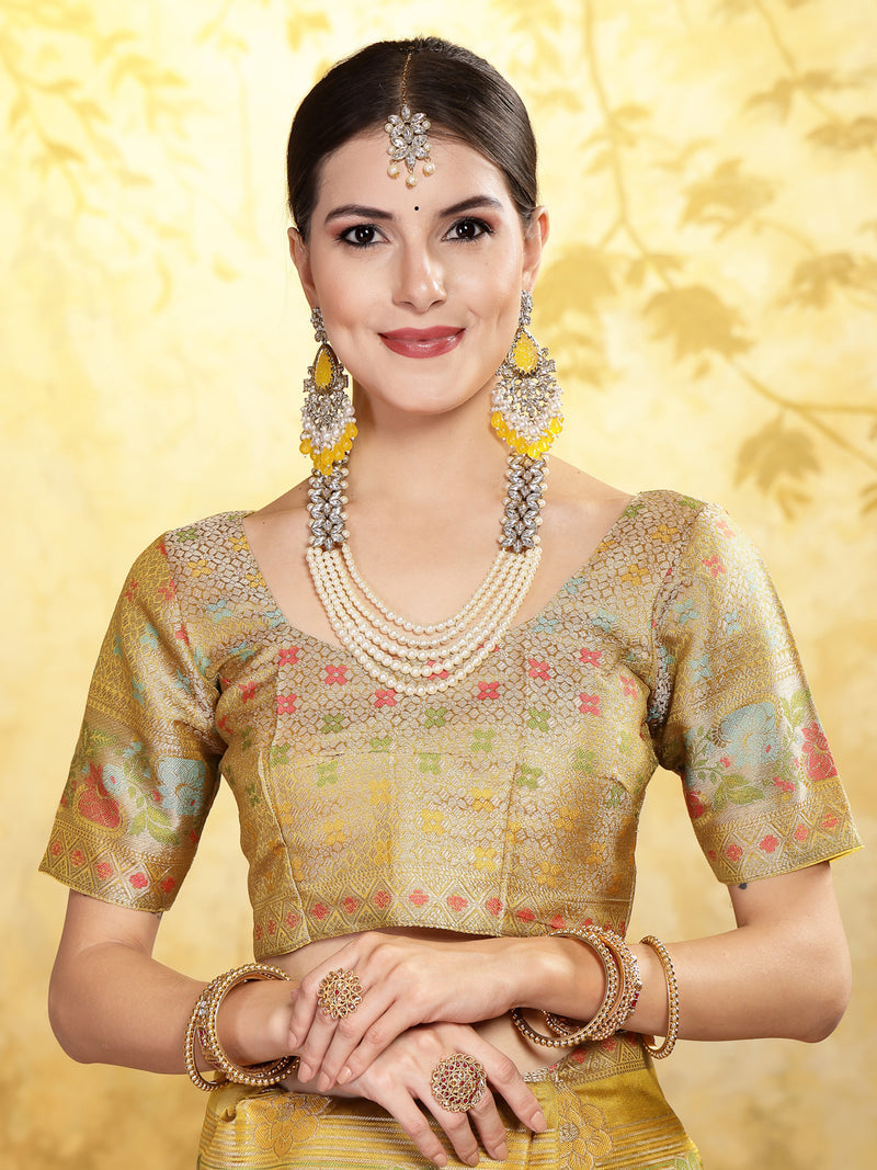 Stylum Women's Mustard Ethnic Motifs Zari Border Organza Saree (SRMAHIKAMUSTARD)