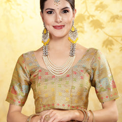 Stylum Women's Mustard Ethnic Motifs Zari Border Organza Saree (SRMAHIKAMUSTARD)