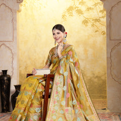 Stylum Women's Mustard Ethnic Motifs Zari Border Organza Saree (SRMAHIKAMUSTARD)