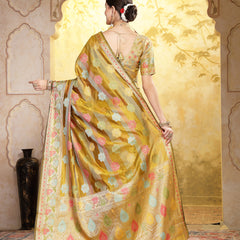 Stylum Women's Mustard Ethnic Motifs Zari Border Organza Saree (SRMAHIKAMUSTARD)