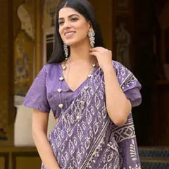 Stylum Women's Lavender Ethnic Dabu Printed Bhagalpuri Silk Saree (SRMANIYALAVENDER)