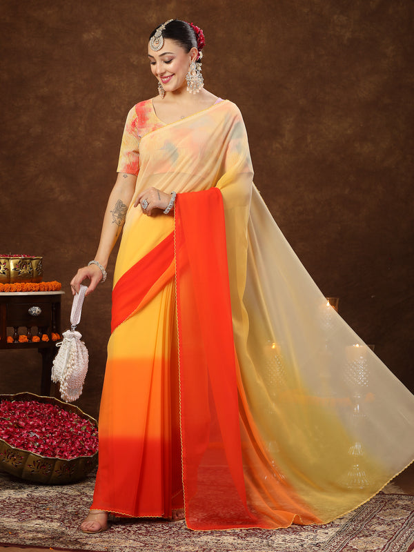 Stylum Women's Multi Ombre Digital Print Georgette Saree (SRMULTITAYLOR)