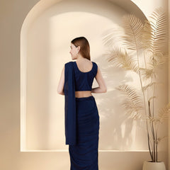 Stylum Women's Navy Party Wear Sequin & Patch Boota Ready To Wear Lycra Saree (SRNAVYGORDAN)