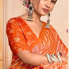 Stylum Women's Orange Leheriya Printed Silk Blend Saree With Unstitched Blouse Piece (SRORANGENAIRITI)