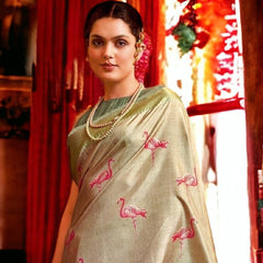 Stylum Women's Beige Traditional Floral Printed Manipuri Silk Saree (SRPICHWAIBEIGE)