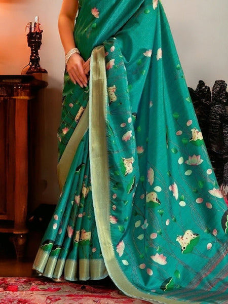 Stylum Women's Rama Traditional Floral Printed Manipuri Silk Saree (SRPICHWAIRAMA)