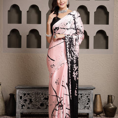 Stylum Women's Tie & Dye Print Satin Saree (SRPINKCOZY)