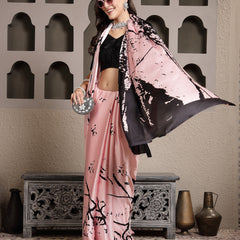 Stylum Women's Tie & Dye Print Satin Saree (SRPINKCOZY)