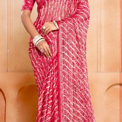 Stylum Women's Pink Leheriya Printed Silk Blend Saree With Unstitched Blouse Piece (SRPINKNAIRITI)