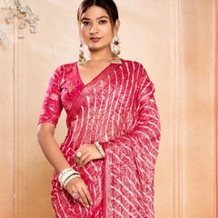 Stylum Women's Pink Leheriya Printed Silk Blend Saree With Unstitched Blouse Piece (SRPINKNAIRITI)