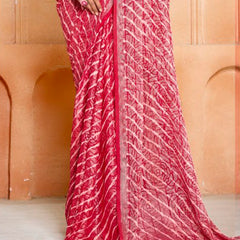 Stylum Women's Pink Leheriya Printed Silk Blend Saree With Unstitched Blouse Piece (SRPINKNAIRITI)