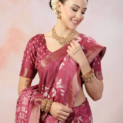 Stylum Women's Purple Paisley Print Lining Textured Dola Silk Saree (SRPURPLEJACKY)