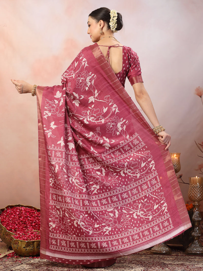 Stylum Women's Purple Paisley Print Lining Textured Dola Silk Saree (SRPURPLEJACKY)