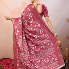 Stylum Women's Purple Paisley Print Lining Textured Dola Silk Saree (SRPURPLEJACKY)