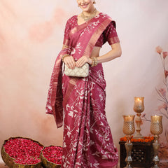 Stylum Women's Purple Paisley Print Lining Textured Dola Silk Saree (SRPURPLEJACKY)