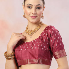 Stylum Women's Purple Paisley Print Lining Textured Dola Silk Saree (SRPURPLEJACKY)