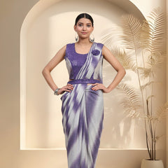 Stylum Women's Purple Glitter Leheriya Sequin Belted Ready To Wear Lycra Saree (SRPURPLEJACOB)